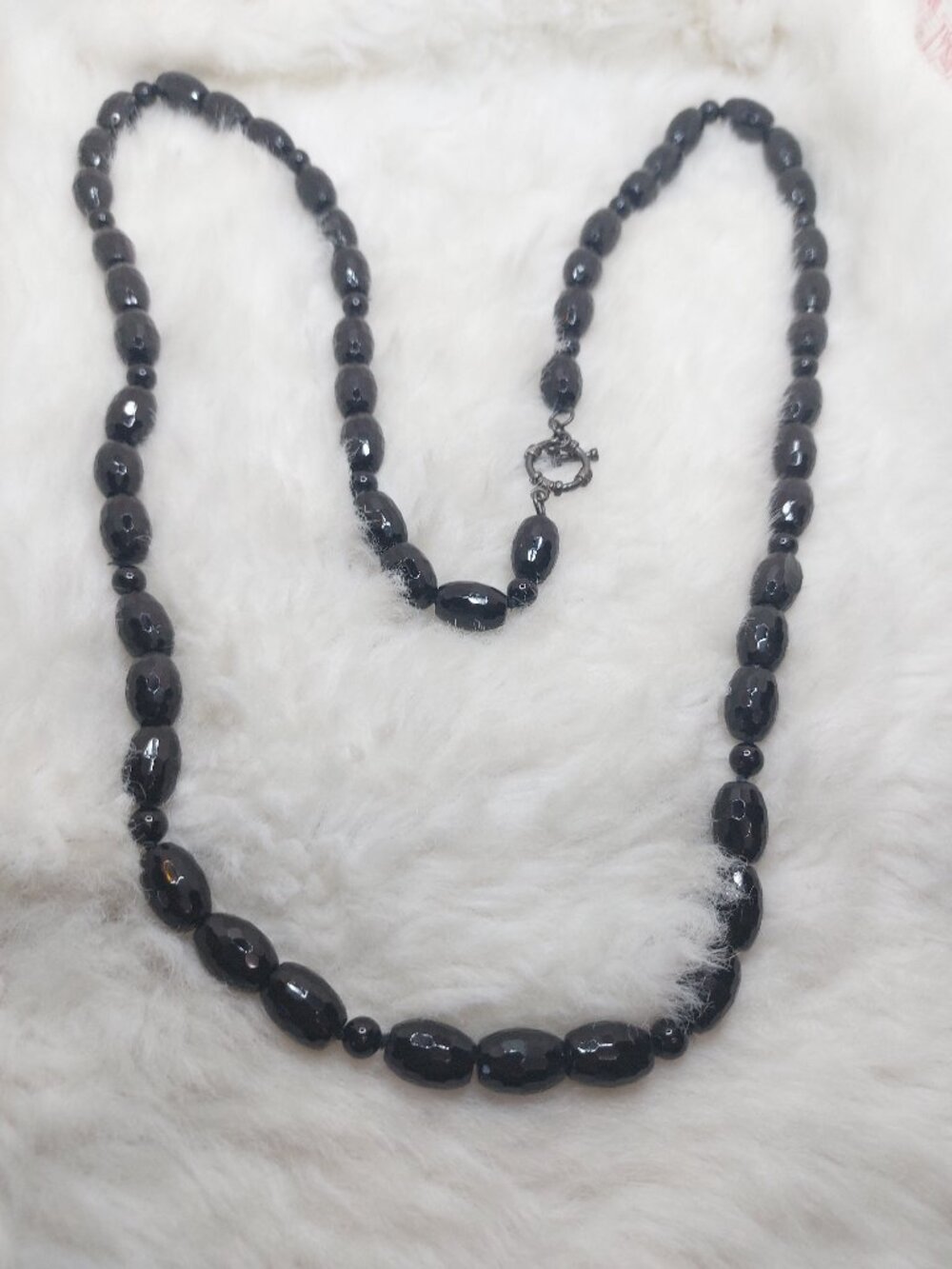 Vintage Multi-strand Black Glass Beaded Necklace